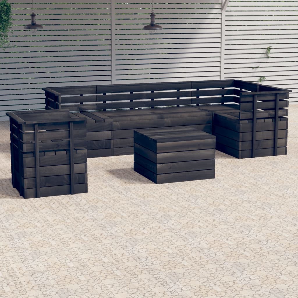 7-delige Loungeset met kussens pallet massief grenenhout