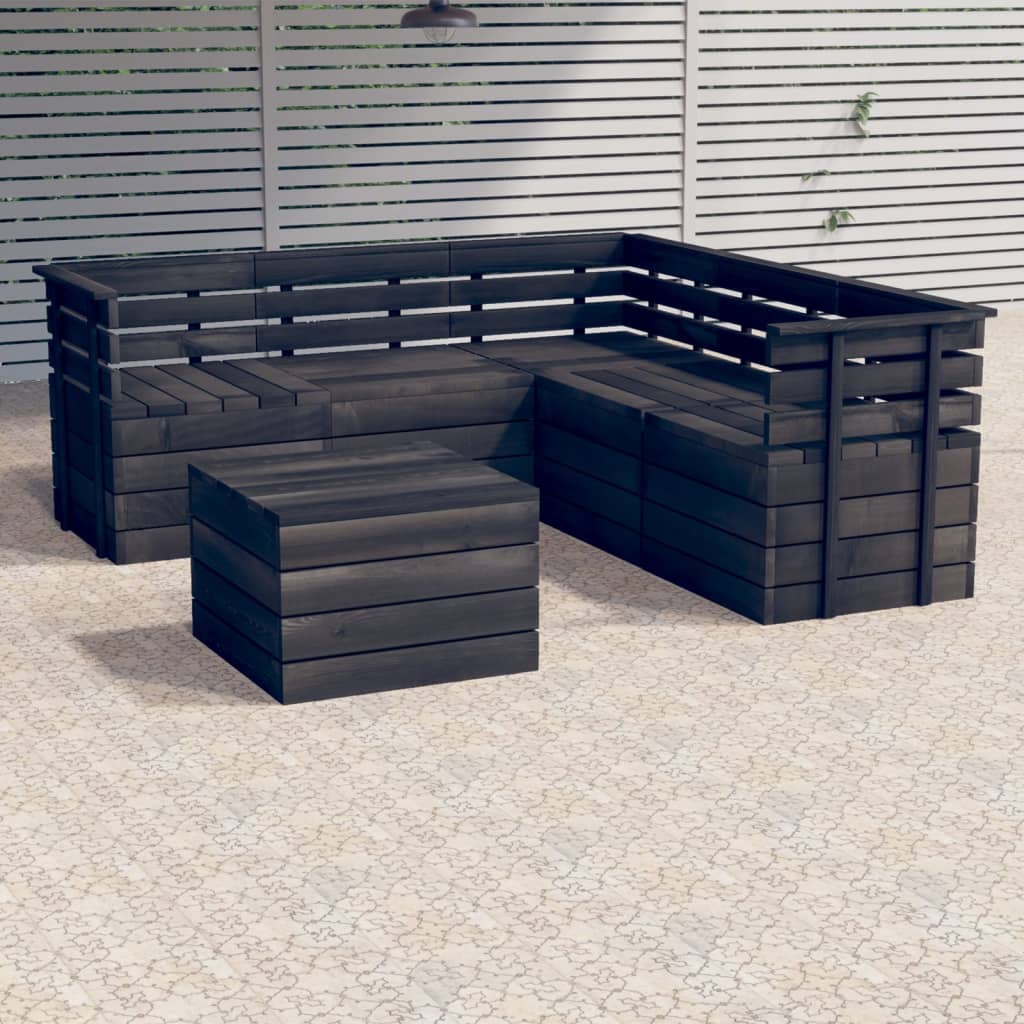 6-delige Loungeset met kussens pallet massief grenenhout