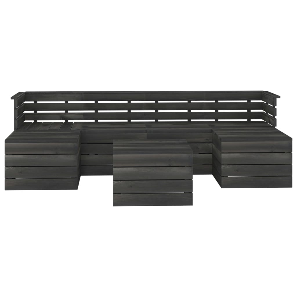 7-delige Loungeset pallet massief grenenhout donkergrijs