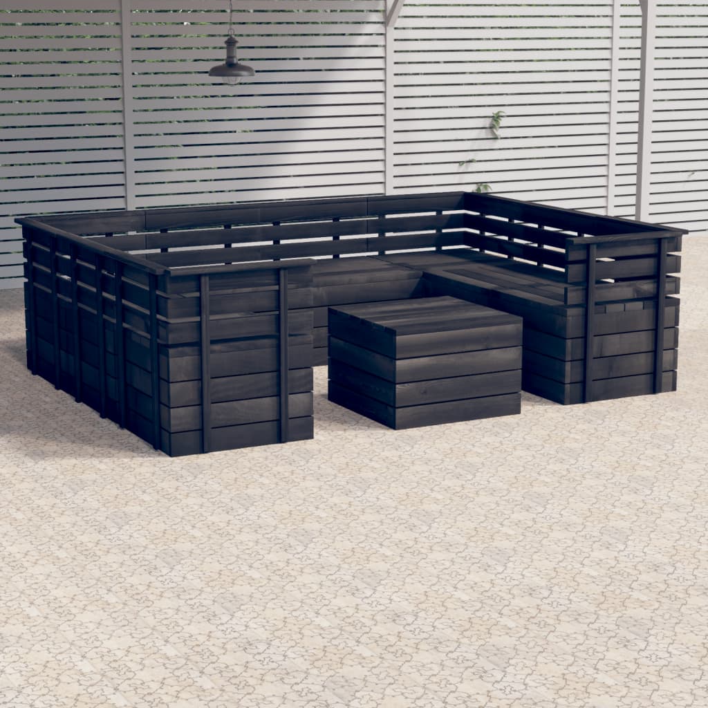 9-delige Loungeset met kussens pallet massief grenenhout