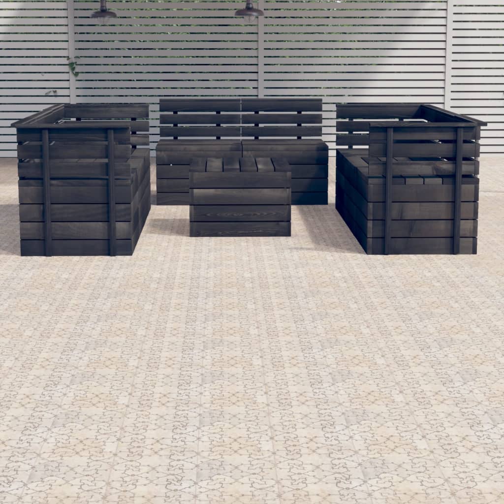 9-delige Loungeset met kussens pallet massief grenenhout