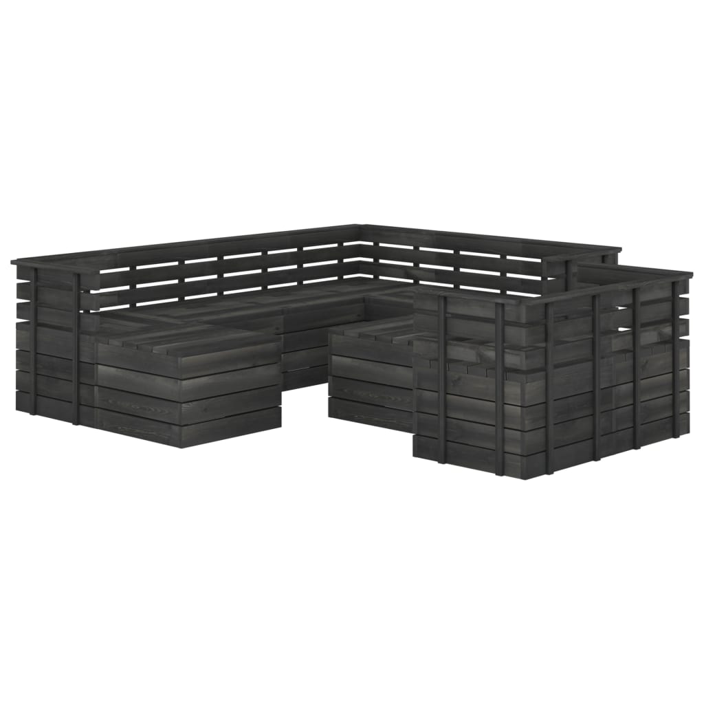 10-delige Loungeset met kussens pallet massief grenenhout