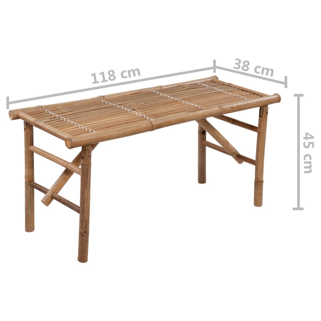 Tuinbank inklapbaar met kussen 118 cm bamboe