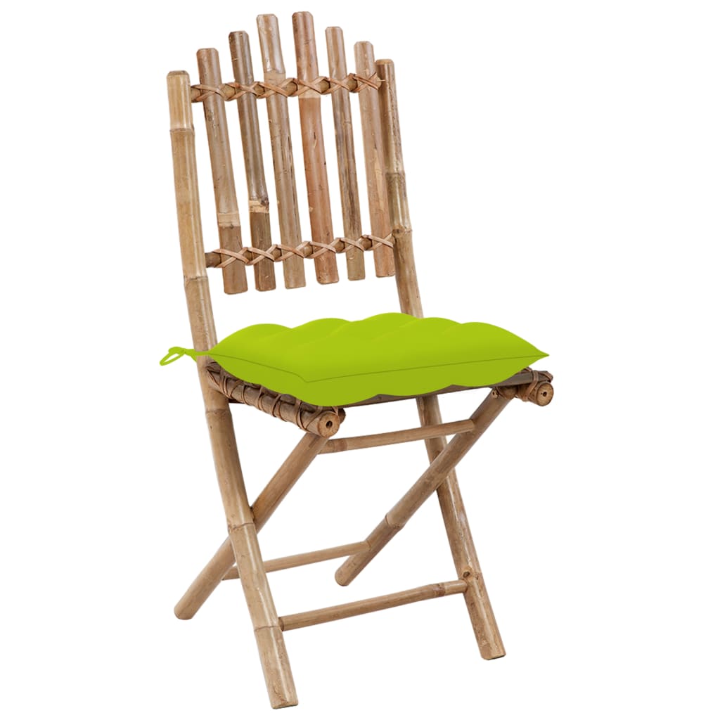 Tuinstoelen 2 st inklapbaar met kussens bamboe