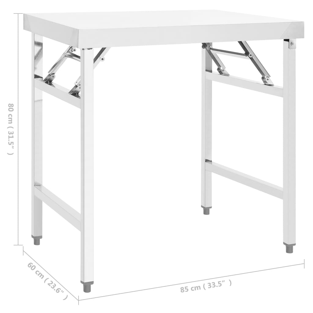 Keukenwerktafel inklapbaar 100x60x80 cm roestvrij staal