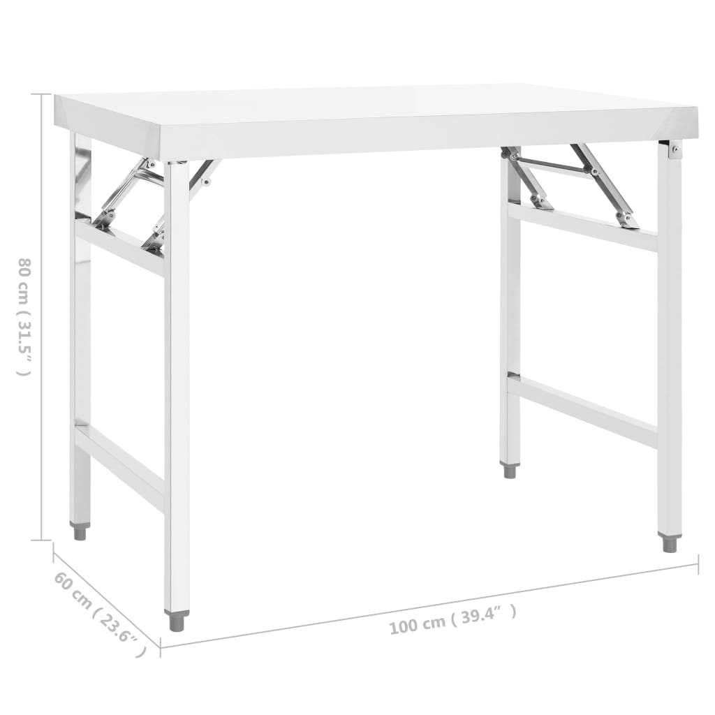 Keukenwerktafel inklapbaar 100x60x80 cm roestvrij staal