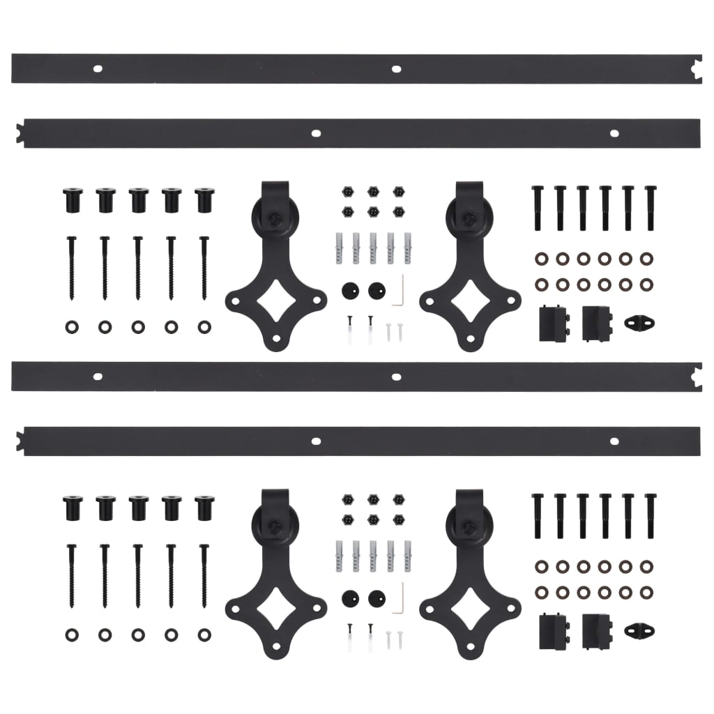 Hardwaresets voor schuifdeuren 2 st 200 cm staal zwart