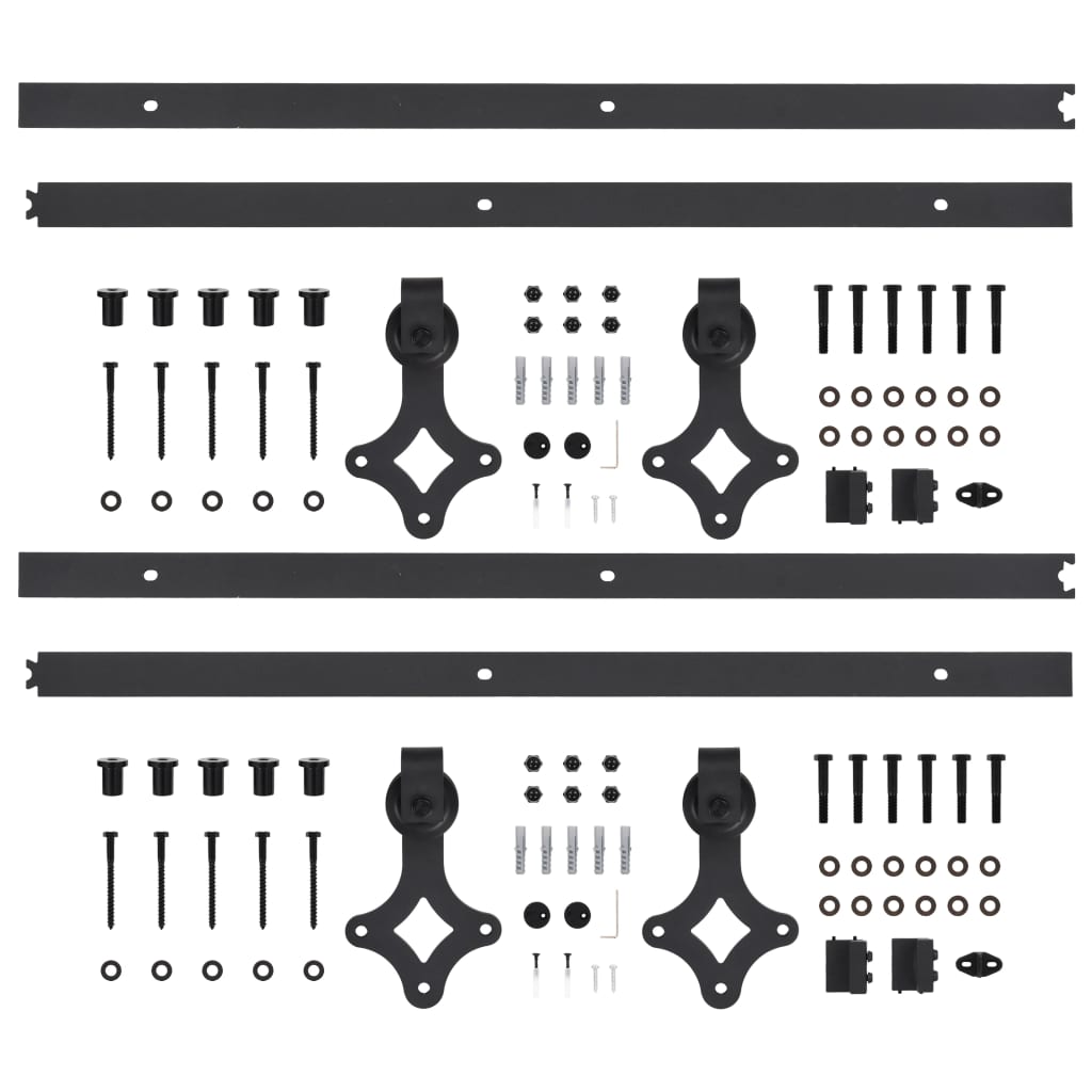 Hardwaresets voor schuifdeuren 2 st 200 cm staal zwart