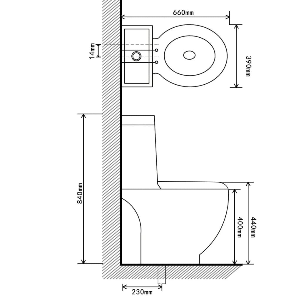 Toilet rond afvoer onder keramiek