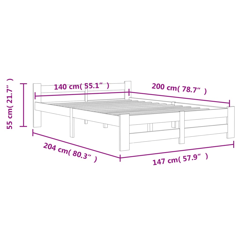 Bedframe massief grenenhout 140x200 cm