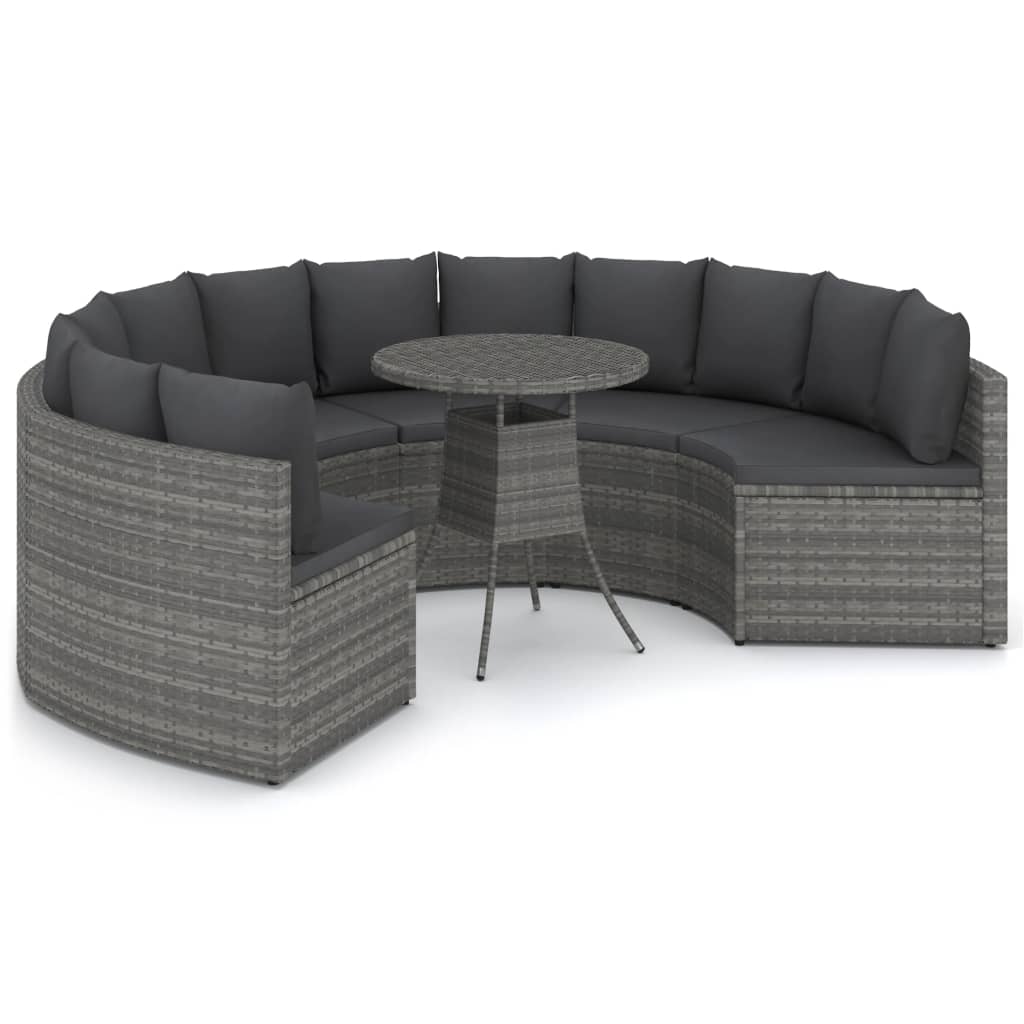 9-delige Loungeset met kussens poly rattan