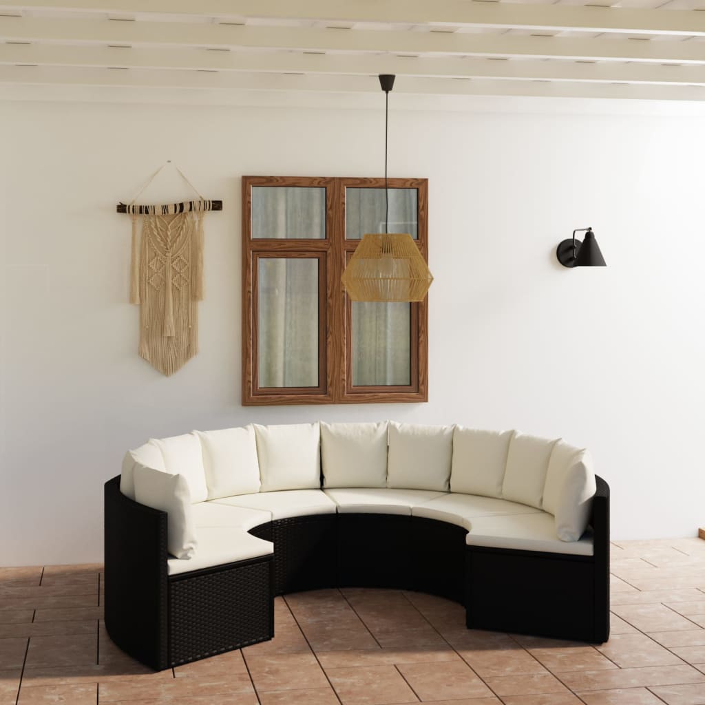 4-delige Loungeset met kussens poly rattan