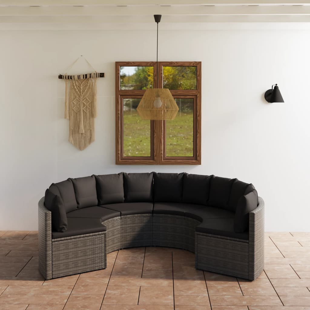 4-delige Loungeset met kussens poly rattan