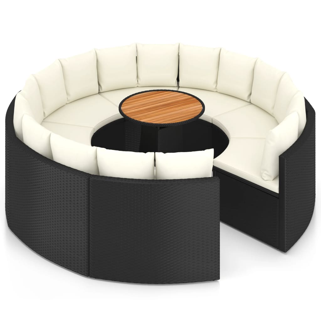 7-delige Loungeset met kussens poly rattan