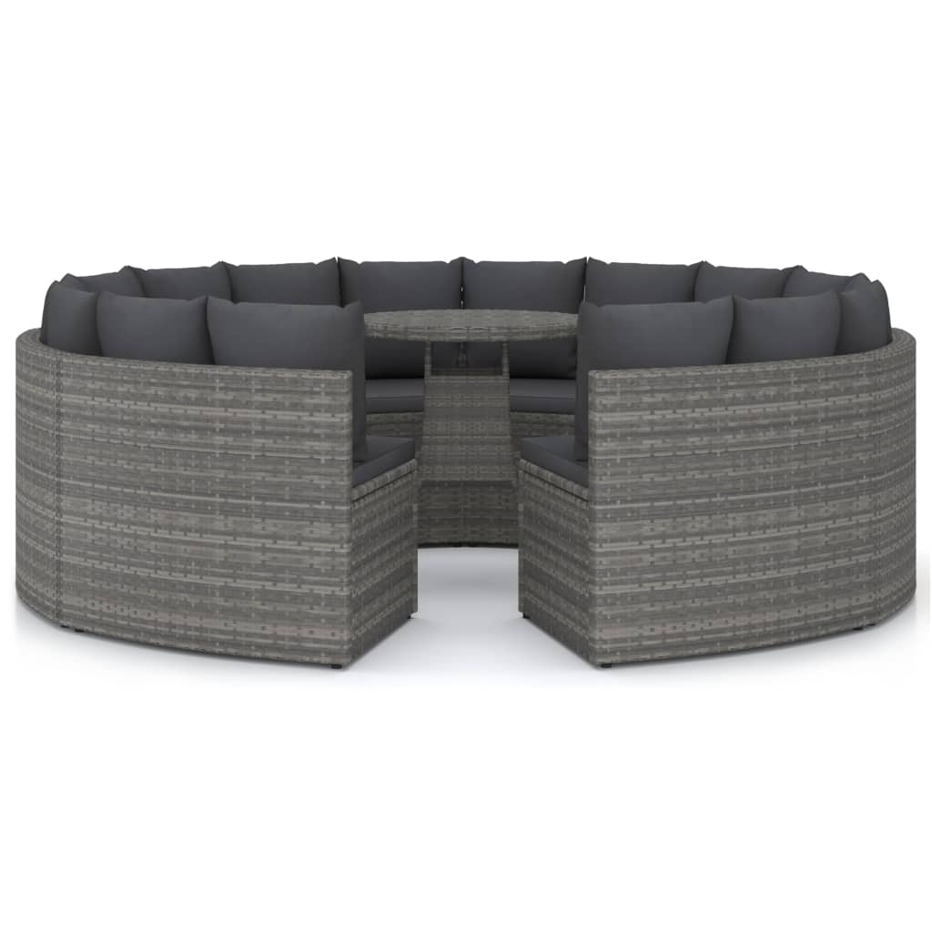 9-delige Loungeset met kussens poly rattan