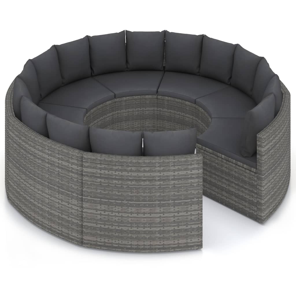 4-delige Loungeset met kussens poly rattan