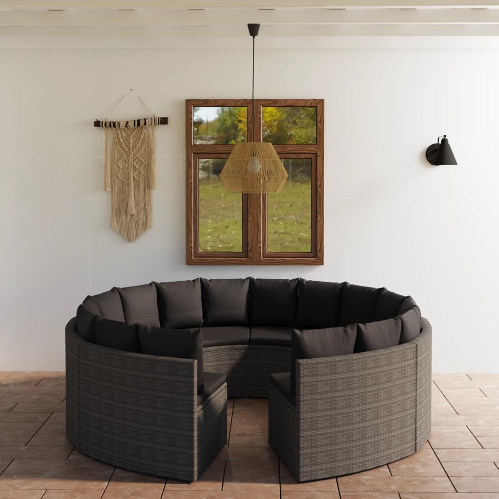 4-delige Loungeset met kussens poly rattan