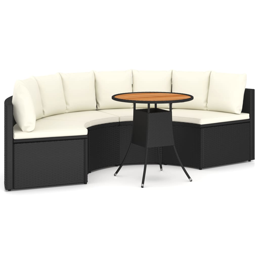 7-delige Loungeset met kussens poly rattan