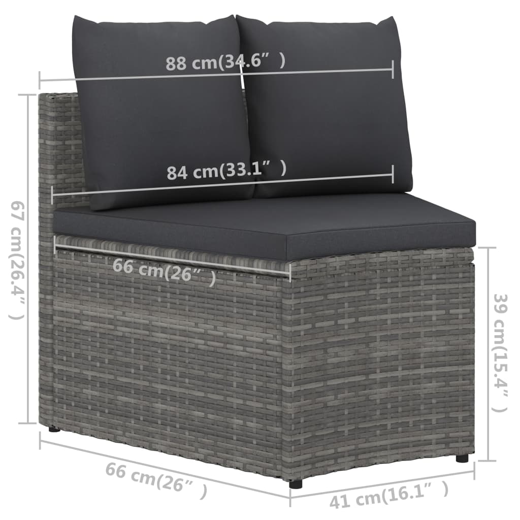 9-delige Loungeset met kussens poly rattan