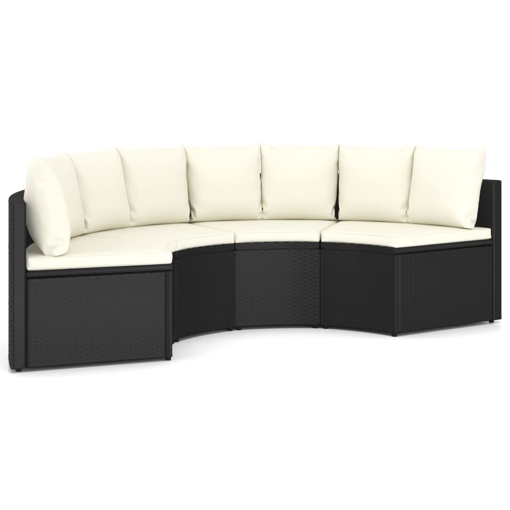 4-delige Loungeset met kussens poly rattan