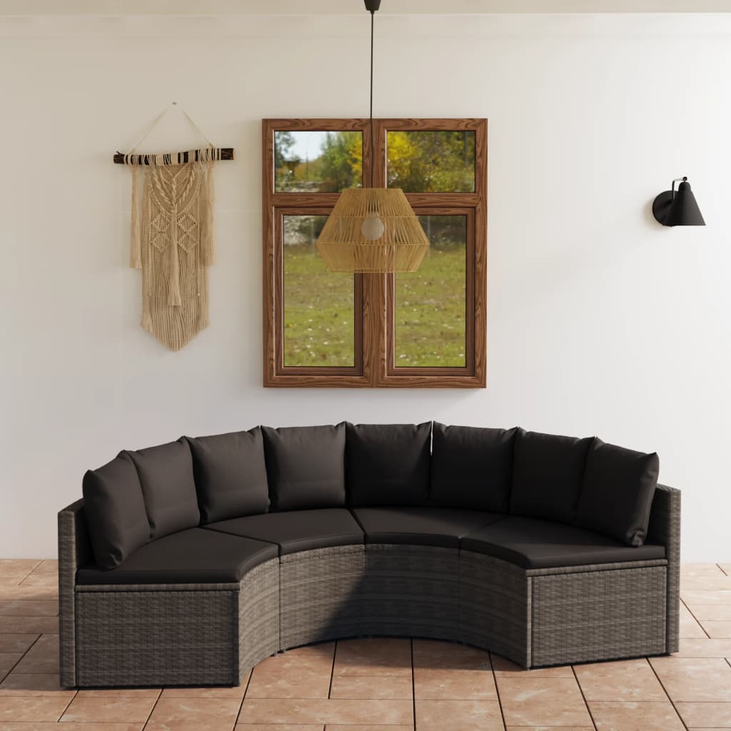 4-delige Loungeset met kussens poly rattan