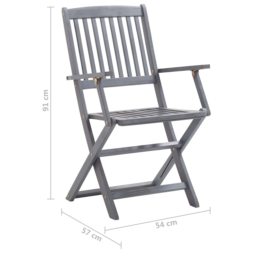 Tuinstoelen 6 st inklapbaar met kussens massief acaciahout