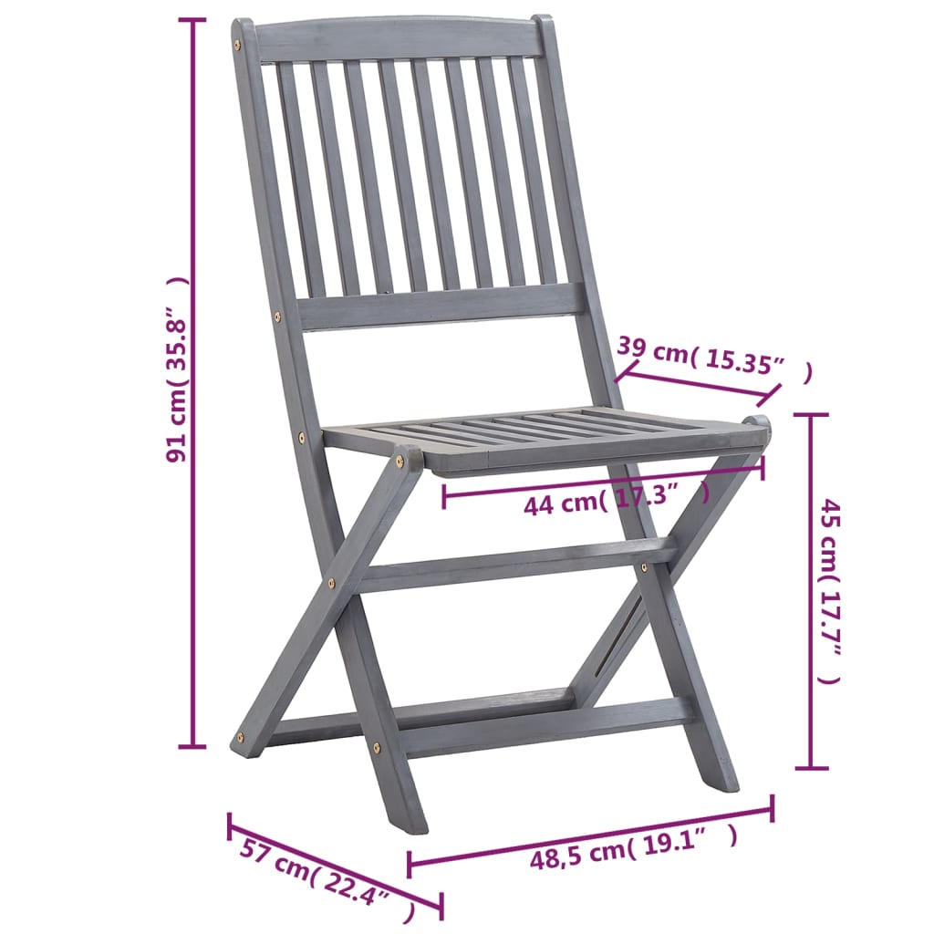 Tuinstoelen 2 st inklapbaar met kussens massief acaciahout