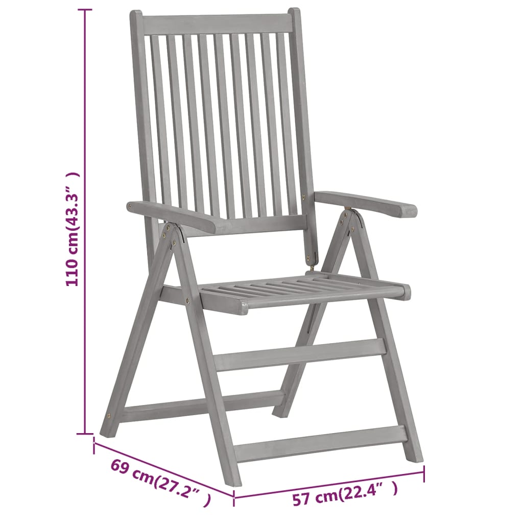 Tuinstoelen 6 st verstelbaar massief acaciahout grijs