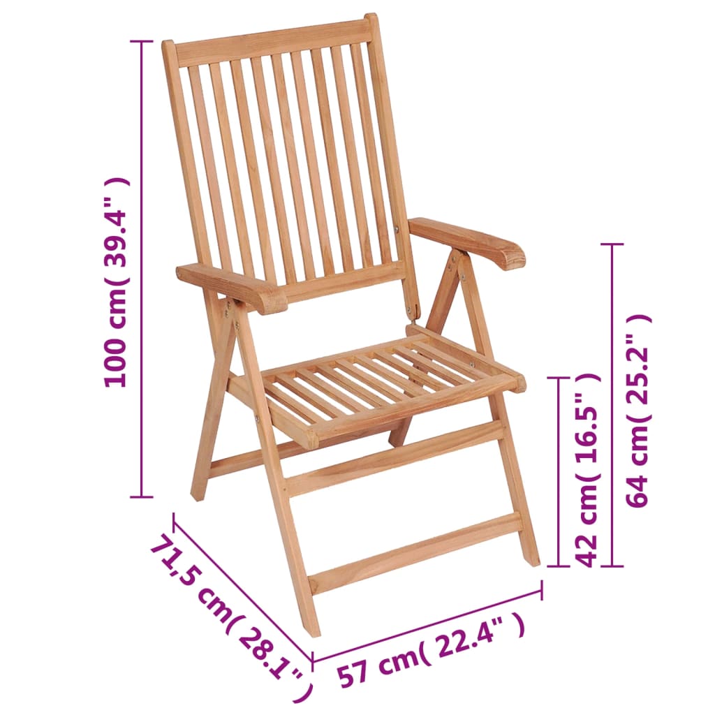 Tuinstoelen 8 st verstelbaar massief teakhout