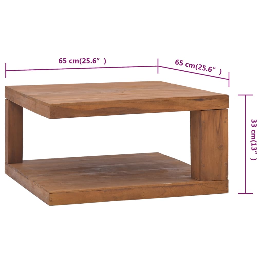 Salontafel 65x65x33 cm massief teakhout