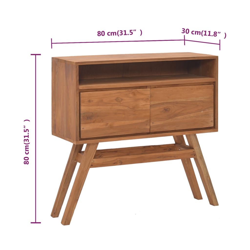 Wandtafel 80x30x80 cm massief teakhout