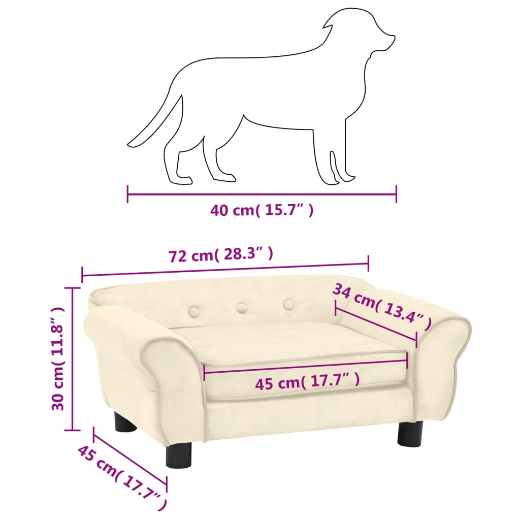 Hondenbank 72x45x30 cm pluche crèmekleurig