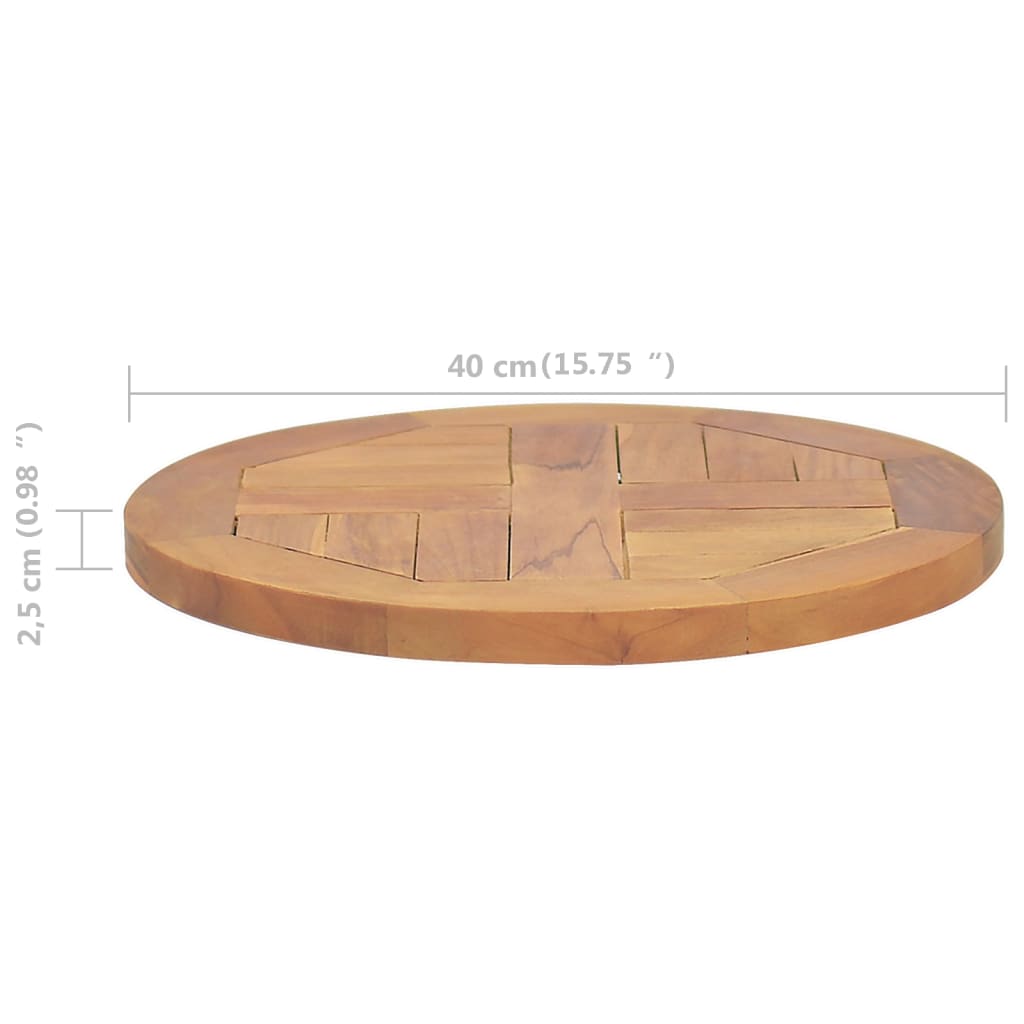 Tafelblad rond 2,5 cm 70 cm massief teakhout