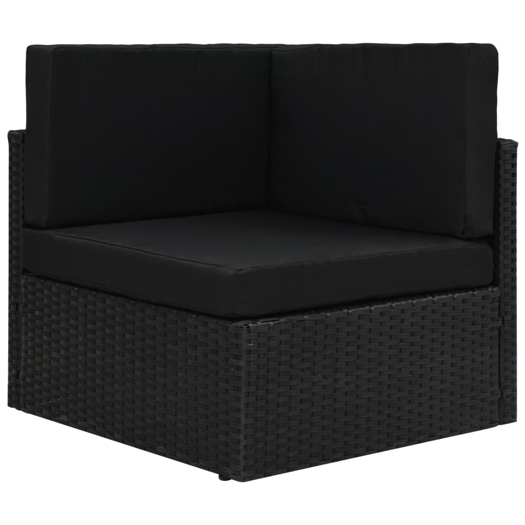 6-delige Loungeset met kussens poly rattan zwart