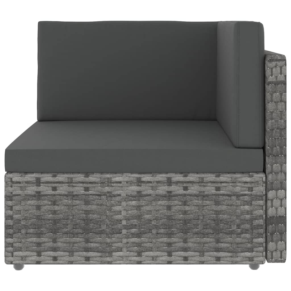 5-delige Loungeset met kussens poly rattan grijs