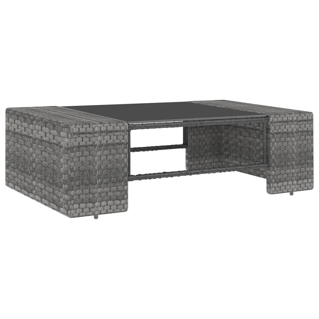 5-delige Loungeset met kussens poly rattan grijs