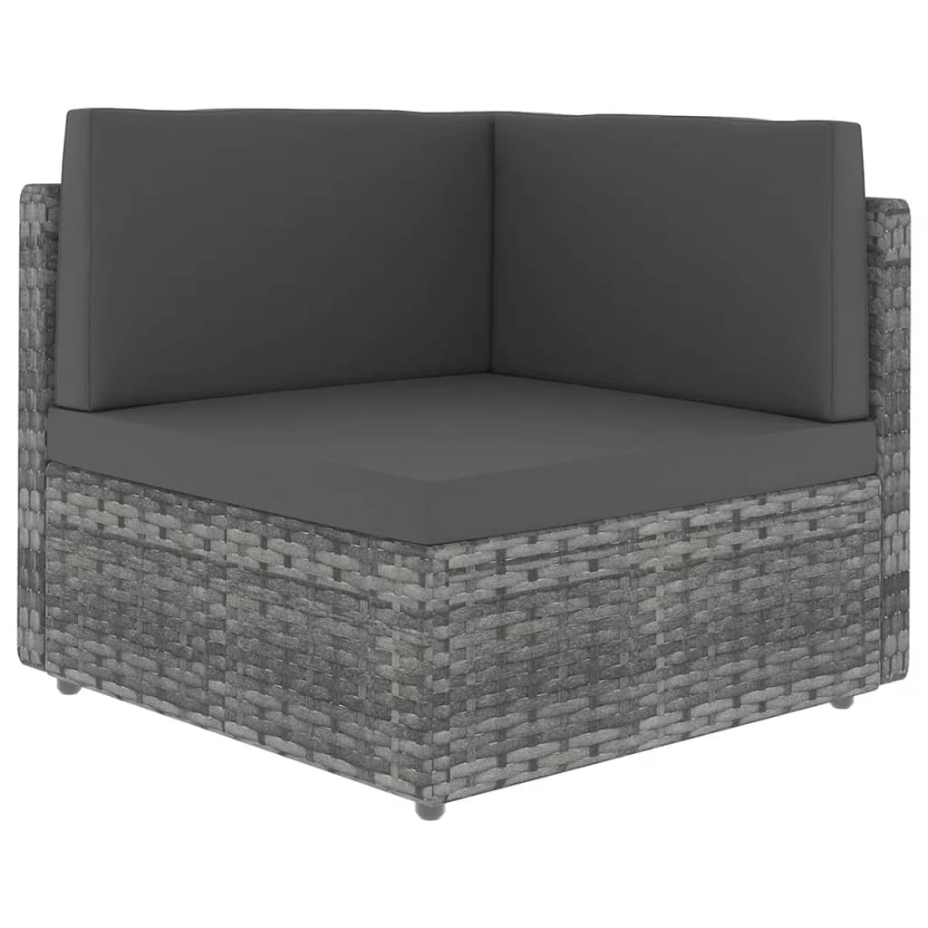 5-delige Loungeset met kussens poly rattan grijs