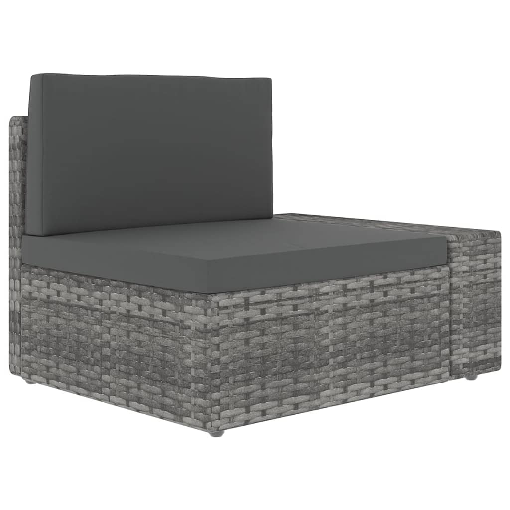 5-delige Loungeset met kussens poly rattan grijs