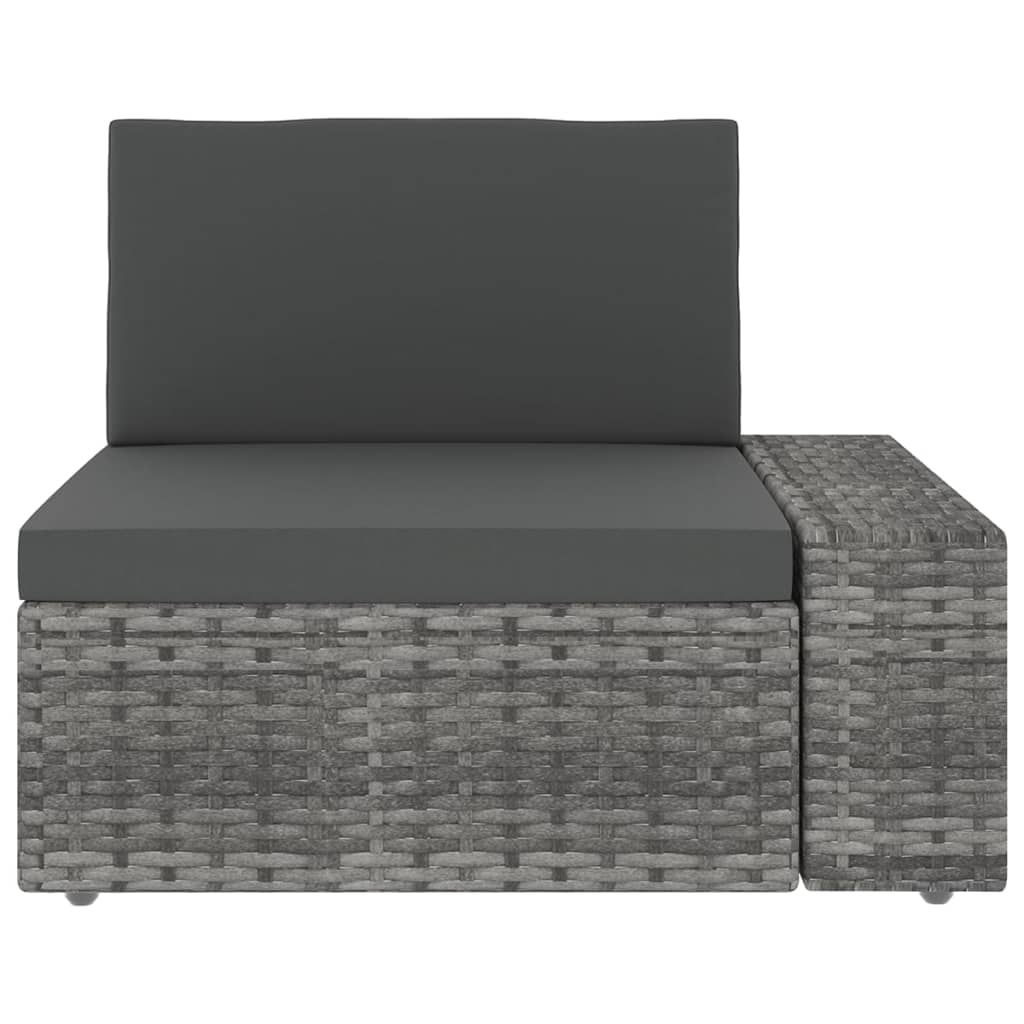 5-delige Loungeset met kussens poly rattan grijs