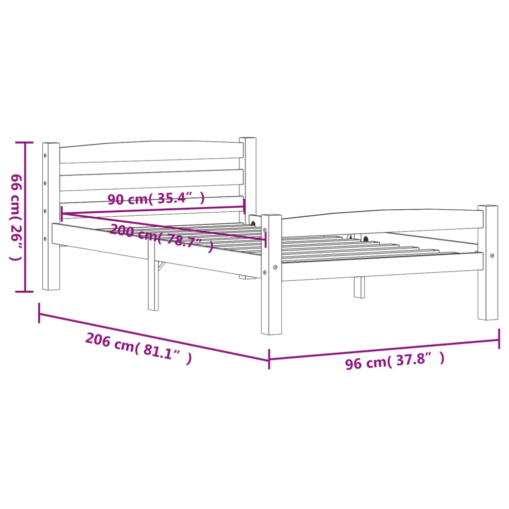 Bedframe massief grenenhout 120x200 cm