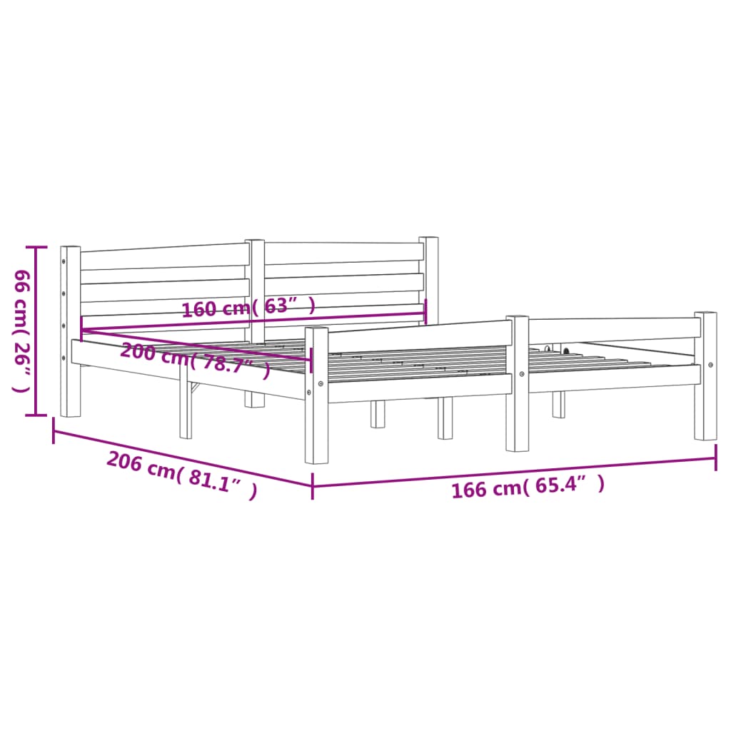 Bedframe massief grenenhout 120x200 cm