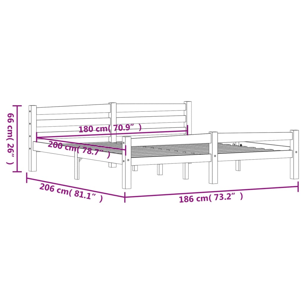 Bedframe massief grenenhout 120x200 cm