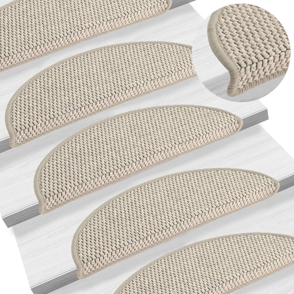 Trapmatten zelfklevend 15 st sisal-look 65x21x4 cm zandkleurig