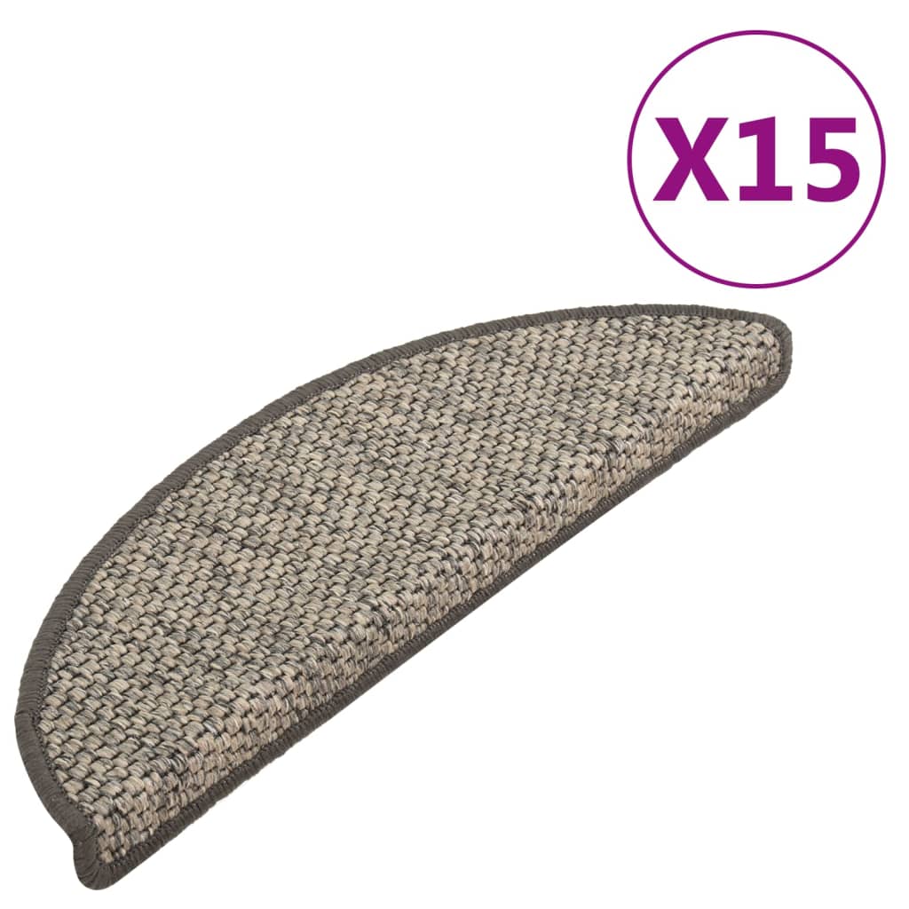 Trapmatten zelfklevend 15 st sisal-look 65x21x4 cm zandkleurig