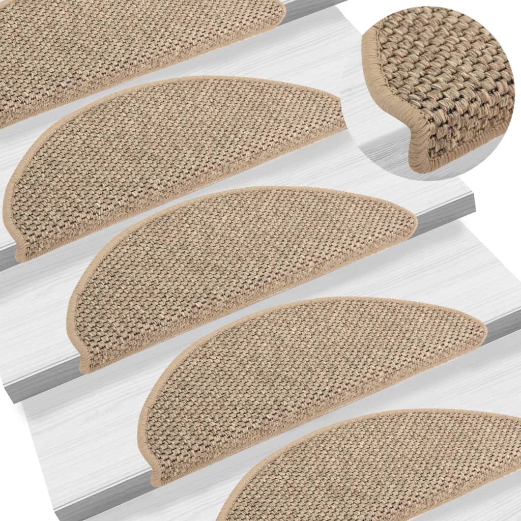 Trapmatten zelfklevend 15 st sisal-look 65x21x4 cm zandkleurig