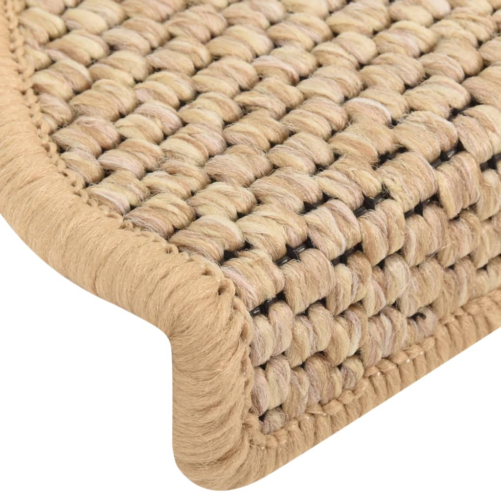 Trapmatten zelfklevend 15 st sisal-look 65x21x4 cm crèmekleurig