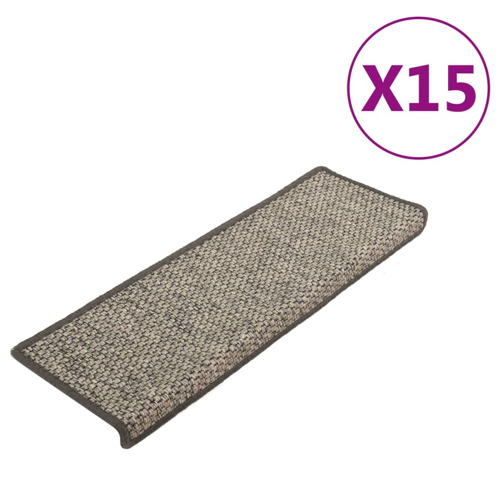 Trapmatten zelfklevend 15 st sisal-look 65x21x4 cm