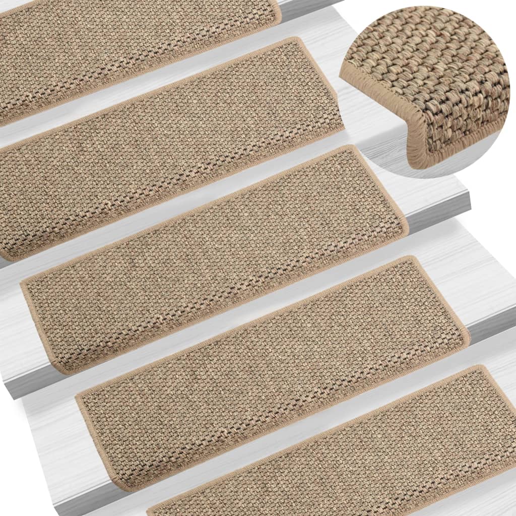 Trapmatten zelfklevend 15 st sisal-look 65x21x4 cm