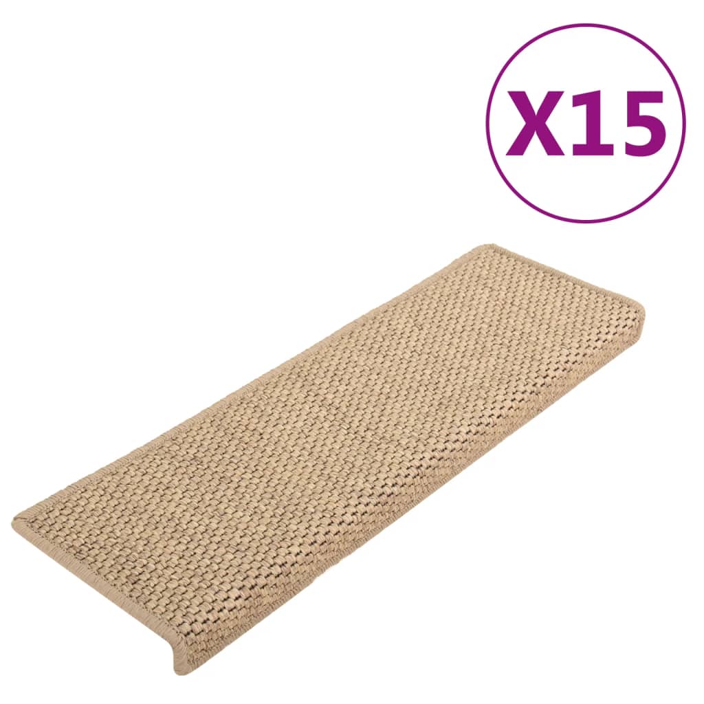 Trapmatten zelfklevend 15 st sisal-look 65x21x4 cm