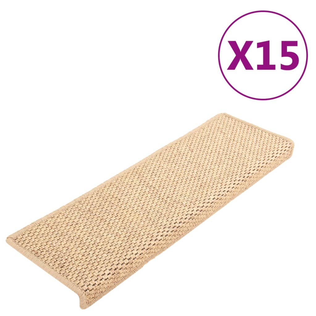 Trapmatten zelfklevend 15 st sisal-look 65x21x4 cm